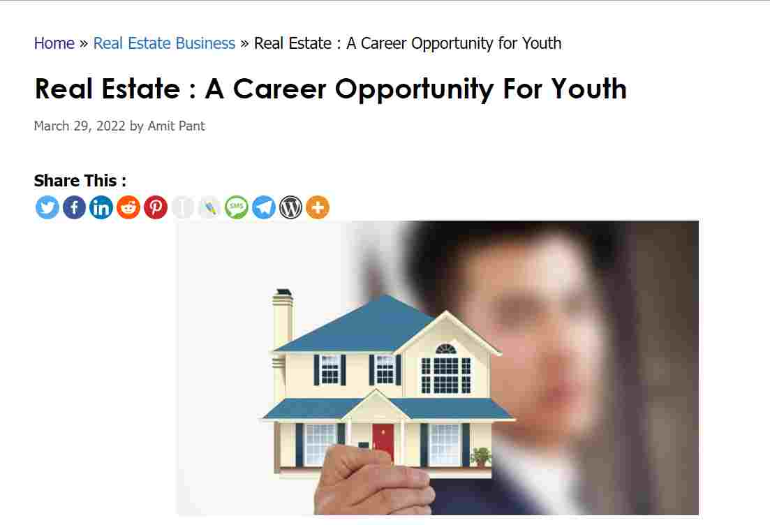 Real Estate : A Career Opportunity For Youth